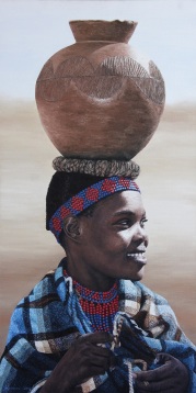 "Woman with Clay Pot" 20x40"
